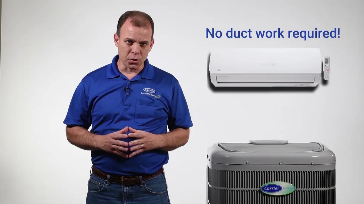 A still from the video “Climate Masters, Inc. - Advantages of the Carrier Mini Split Ductless AC”