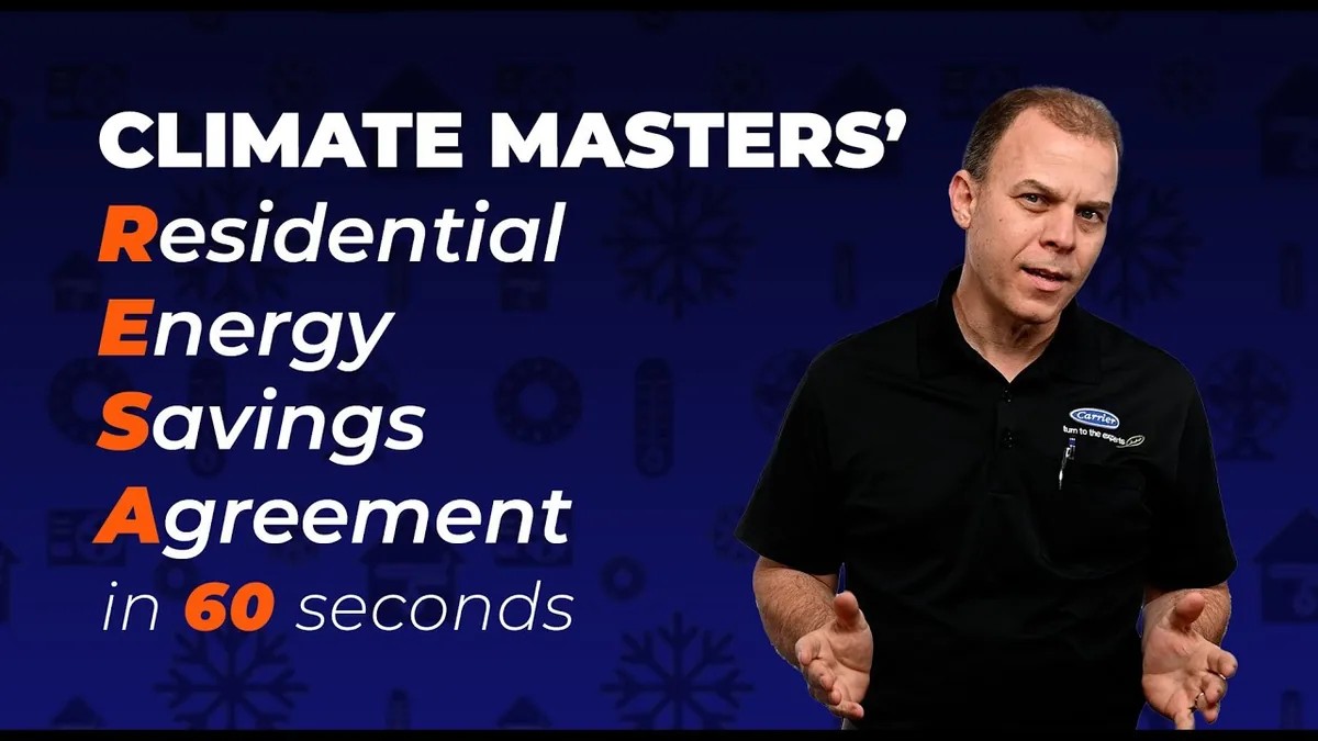 A still from the video “Climate Masters' RESA AC Maintenance Plan in 60 seconds”