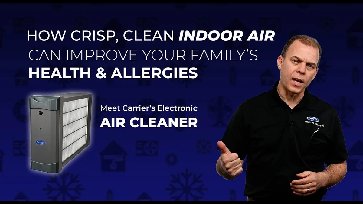 A still from the video “Get Crisp, Clean, Remarkable Air with Carrier's Electronic Air Cleaner”