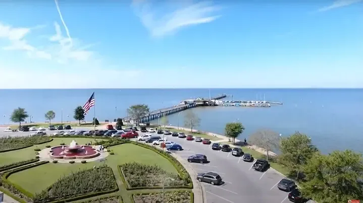Fairhope Pier Park reaching into Mobile Bay at Fairhope, in Baldwin County