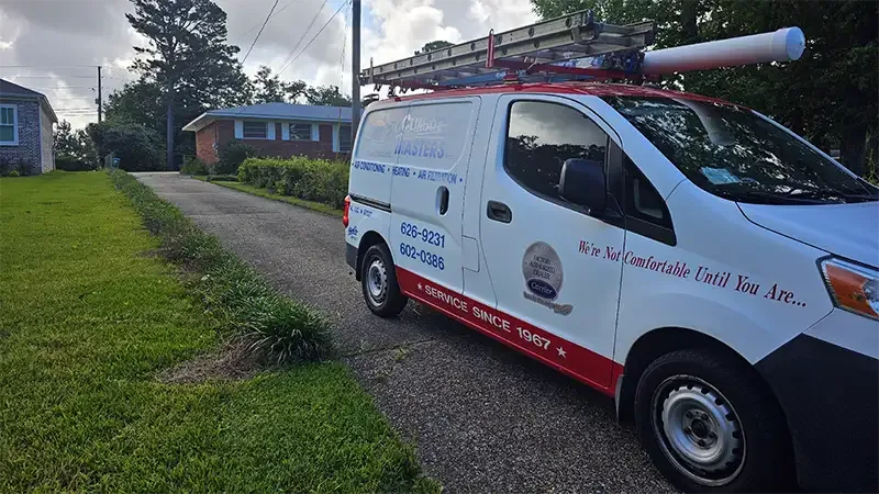 Climate Masters, Inc. work van for HVAC company Baldwin County parked near Spanish Fort and Bay Minette