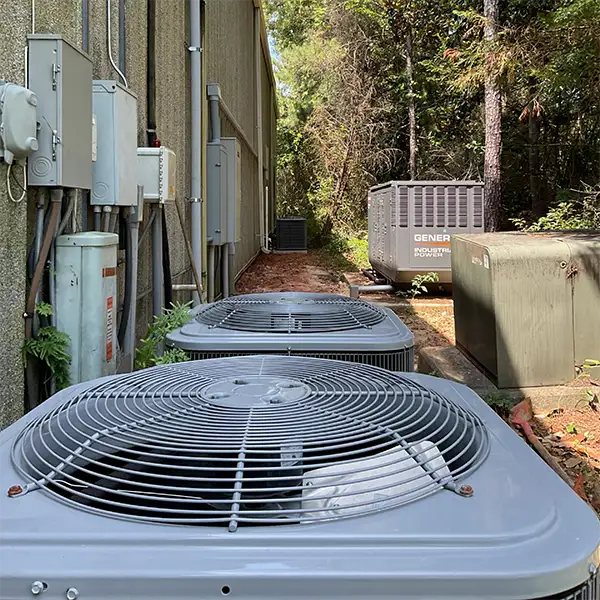 Dual HVAC units outside local business installed by Climate Masters Inc. | HVAC | Climate Masters Inc.